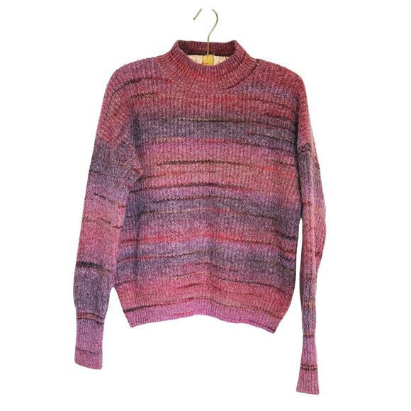Christian Siriano Pink Red Striped Crewneck Sweater Medium Cozy Artsy Academia - Picture 4 of 9